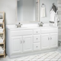 Camilla Double Bowl Marble Vanity Top 73x22 Solid White