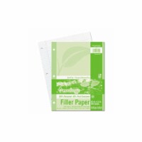 Recycled Filler Paper, White, 3-Hole Punched, 9/32 Ruled w/ Margin 8-1/2 x 11 , 150 Sheets