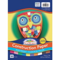 SunWorks Construction Paper - Multipurpose - 9" x 12" - 50 / Pack - Assorted