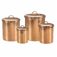 Old Dutch International 843 Set of 4 Solid Copper Hammered Canisters 4Qt 2Qt 1.5Qt 1Qt