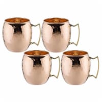 Old Dutch International OS429H 16 oz. Solid Copper Hammered Moscow Mule Mug - Set of 4