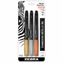 Zebra Shimmering Metallic Ink Brush Pen Pack - Gold/Silver/Bronze