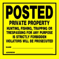 Hillman Posted Private Property Sign - Yellow Perspective: Main