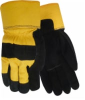 Red Steer Glove Company Lined Suede Cowhide Leather Lined Palm Gloves - Black/Yellow Perspective: Main