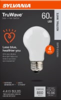 Sylvania TruWave™ 8-Watt (60-Watt) A19 LED Frosted Glass Bulbs - Neutral White Perspective: Main