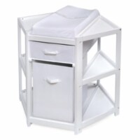 Diaper Corner Changing Table w/Hamper and Basket - White