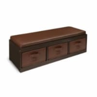 Storage Bench with Cushion and Three Bins - Espresso w/Espresso