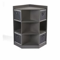 Corner Cubby Storage Unit with Four Reversible Baskets - Charcoal
