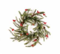 Napa Home & Garden Green and Red Glittered Cardinal Snow Pine Artificial Christmas Wreath -