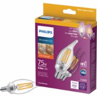 Philips 6.6-Watt (75-Watt) Candelabra Base Bent Tip LED Light Bulbs Perspective: Main