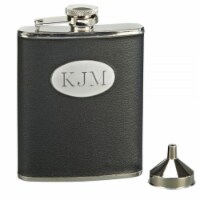 Creative Gifts International 003100 6 oz Stainless Steel Flask with Engraving Plate - Black