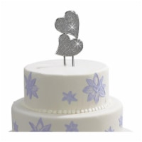 Glitter Galore Cake Topper Double Hearts, 7 Nickel Plated
