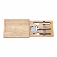 Creative Gifts International 3 Piece Rectangle Wood Cheeseboard with Stainless Steel