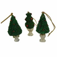 CC Christmas Decor 576ct Green and Ivory Potted Topiary Tree Christmas Ornaments 2.5