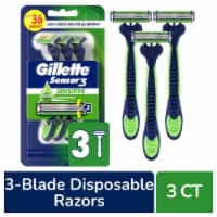 Gillette Sensor3 Men's Sensitive Skin 3-Blade Disposable Razors Perspective: Main