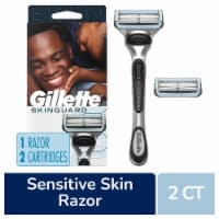 Gillette SkinGuard Men's Premium 2-Blade Razor + Razor Blade Refill Cartridges Perspective: Main