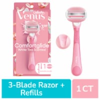 Venus Comfortglide Women's Razor White Tea with Reusable Razor Handle, 1 Refill and Shower Holder