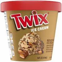 TWIX Caramel and Fudge Swirl Ice Cream Reduced Fat Caramel Ice Cream and Twix Candy Bar Pieces Perspective: Main