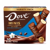 DOVE Vanilla & Chocolate Ice Cream Mini Milk Chocolate Individually Wrapped Ice Cream Bar Assortment Perspective: Main