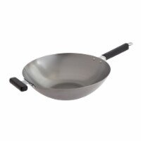 Joyce Chen 14-Inch Uncoated Carbon Steel Flat Bottom Wok with Phenolic Handles Perspective: Main