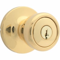 Atlas Keyed Door Knob with Round Rosette - Polished Brass Perspective: Main