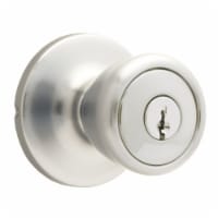 Atlas Keyed Door Knob with Round Rosette - Stainless Steel