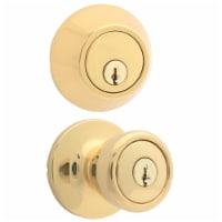 Atlas Polished Brass Tulip Door Knob Lock Combo Kit Perspective: Main