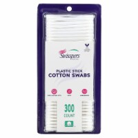 Swisspers® Cotton Swabs 100% Cotton Double-Tipped White Plastic Sticks