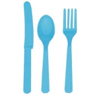 Amscan 236358 Caribbean Blue Forks- Knives and Spoons- 8 each