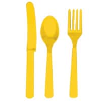 Amscan 236353 Yellow Sunshine Forks- Knives and Spoons- 8 each