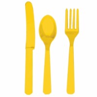Amscan 236353 Yellow Sunshine Forks- Knives and Spoons- 8 each