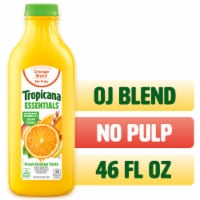 Tropicana Essentials Flavored Orange Juice Beverage Blend With Other Fruit, No Pulp 46 fl oz Bottle Perspective: Main