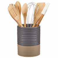 Tabletops Gallery Tub of Tools with Ceramic Crock