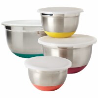 Tabletops Unlimited Covered Mixing Bowls with Silicone Base - Stainless Steel