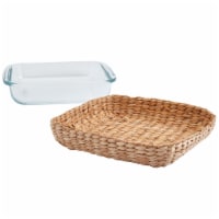 Tabletops Unlimited Glass Square Baker with Wicker Basket Perspective: Main