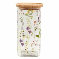 Tabletops Unlimited Smart Planet Bamboo Lid Floral Glass Canister Perspective: Main