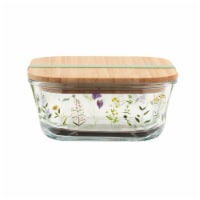 Tabletops Unlimited Smart Planet Bamboo Lid Floral Glass Food Storage Container