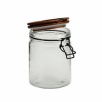 Mason Craft and More Round Glass Canister with Acacia Wood Lid