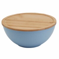 Tabletops Unlimited Smart Planet Lacey Recycled Plastic Serving Bowl with Bamboo Lid - Periwinkle Perspective: Main
