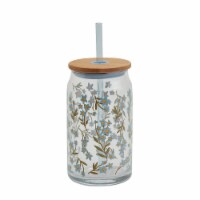 Tabletops Unlimited Smart Planet Lacey Soda Can Glass Tumbler with Bamboo Lid & Straight Straw Perspective: Main