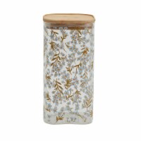 Tabletops Unlimited Smart Planet Lacey Glass Canister with Bamboo Lid Perspective: Main