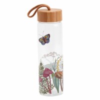 Tabletops Unlimited Enchanted Forest Glass Water Bottle With Bamboo Lid 32 oz Perspective: Main