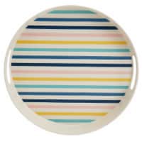 Smart Planet Striped Bamboo Fiber Round Serve Tray With Handles Perspective: Main