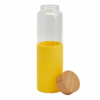 Smart Planet Yellow Median Glass Water Bottle With Bamboo Lid & Silicone Sleeve Perspective: Main