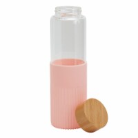 Smart Planet Pink Median Glass Water Bottle With Bamboo Lid & Silicone Sleeve Perspective: Main