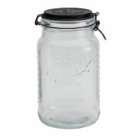 Mason Craft & More Glass Clamp Jar With Black Lid Perspective: Main
