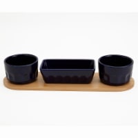 Mason Craft and More Stoneware Bamboo Cafe Condiment Set - Navy Perspective: Main