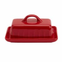 Tabletops Unlimited Mason Craft and More Stoneware Cafe Butter Dish - Red Perspective: Main