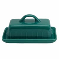 Tabletops Unlimited Mason Craft and More Stoneware Cafe Butter Dish - Teal Perspective: Main