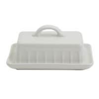 Tabletops Unlimited Mason Craft and More Stoneware Cafe Butter Dish - White Perspective: Main